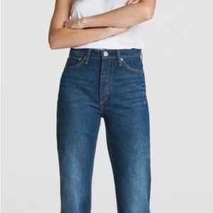 rag & bone Alex High Rise Straight Button Fly Blue Jeans Stowe Preowned Size 28